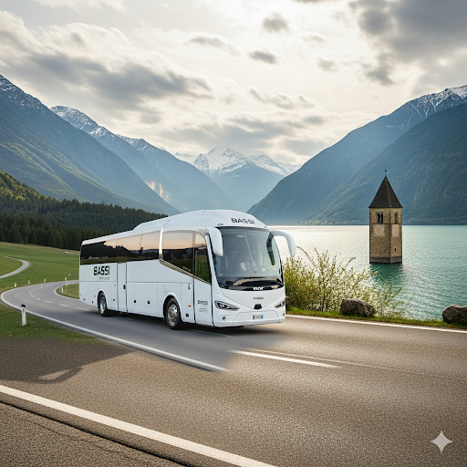 bus con sfondo montagna